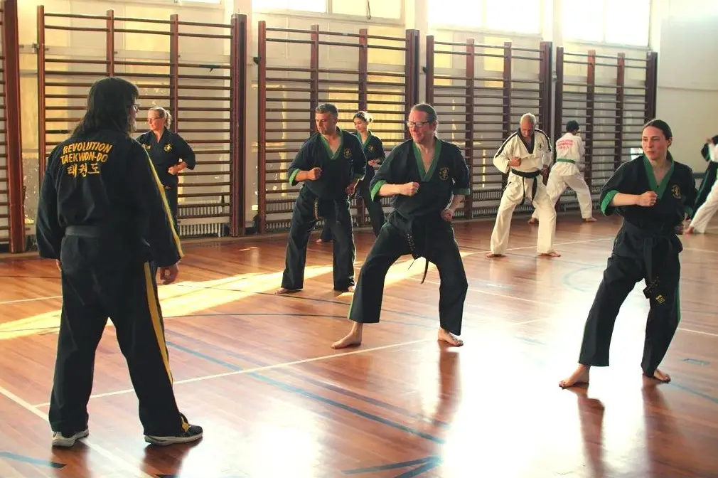 Black belts practice with Master Russ