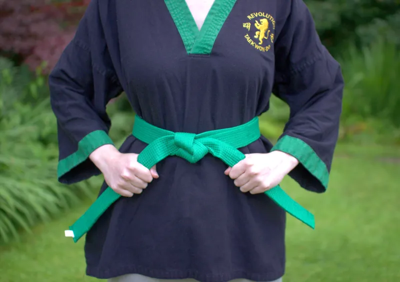 coloured_belt Wearing a green belt
